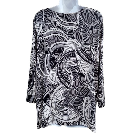 CHICO'S TRAVELERS Top with Gold Detail at Neck  Size 2 (L/12) - Picture 6 of 9